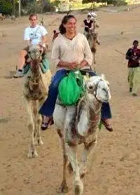 Riding a camel during Egypt travel.