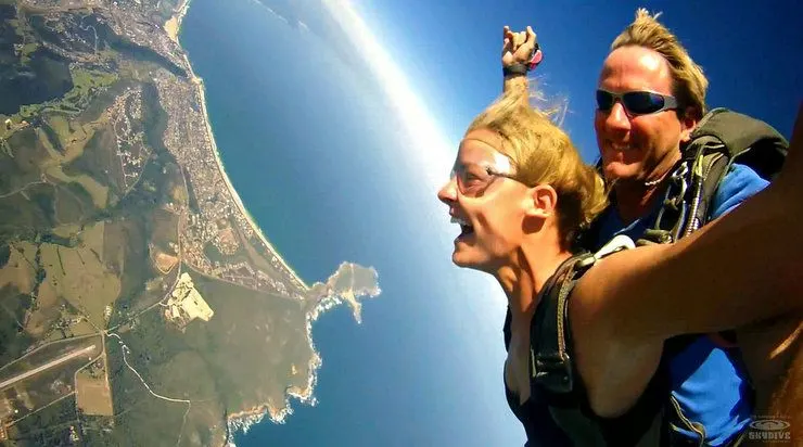 Skydiving in Plettenberg Bay, seconds after Haleigh jumped from the plane!