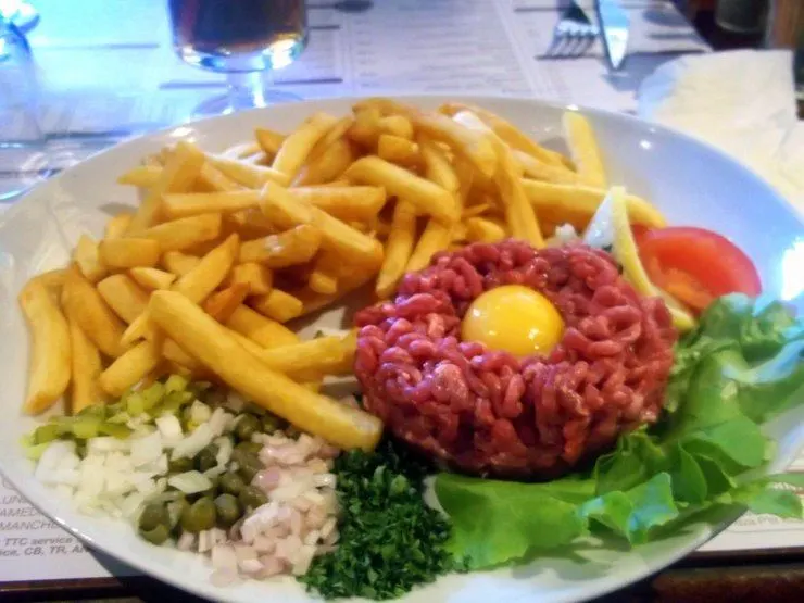 Nathan's raw egg meal in France. Yipes!