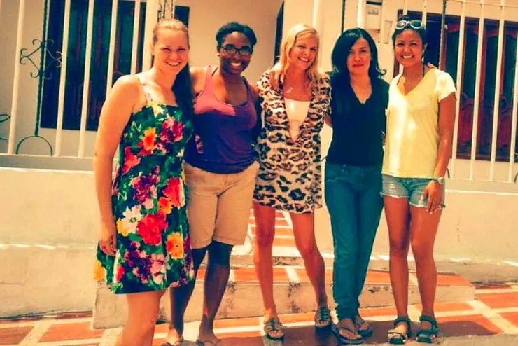 With WorldTeach Colombia 2015 volunteers and Kate&rsquo;s former host sister, Marina (in the black shirt) from her year in Barranquilla, 2014.