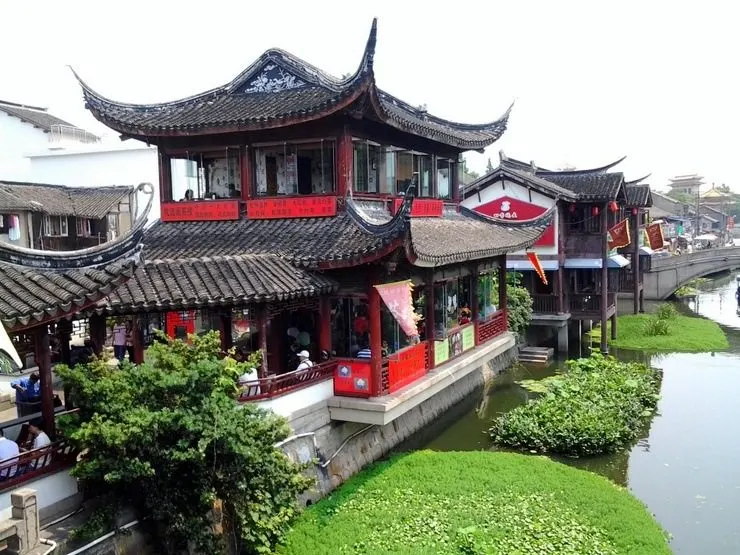 A beautiful teahouse in Qibao, Shanghai. The architecture made this photograph so striking!