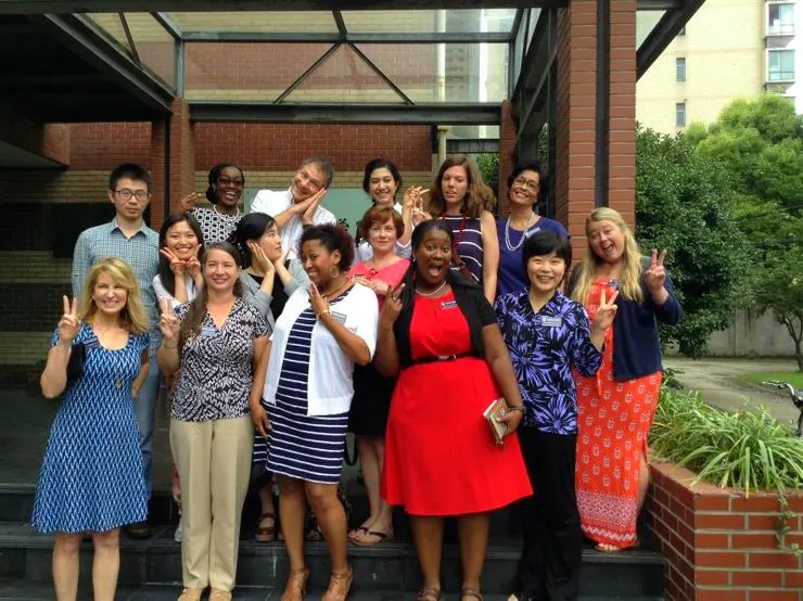 Candace with her trip co-leaders and colleagues after their great presentation at Shanghai Normal University. It was nice for them to unwind and take silly pictures that day!