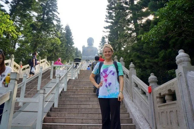 Climbing to see the Big Buddha in Hong Kong.