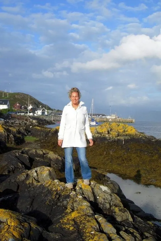 Jenny by the seaside in St. Andrews, Scotland.