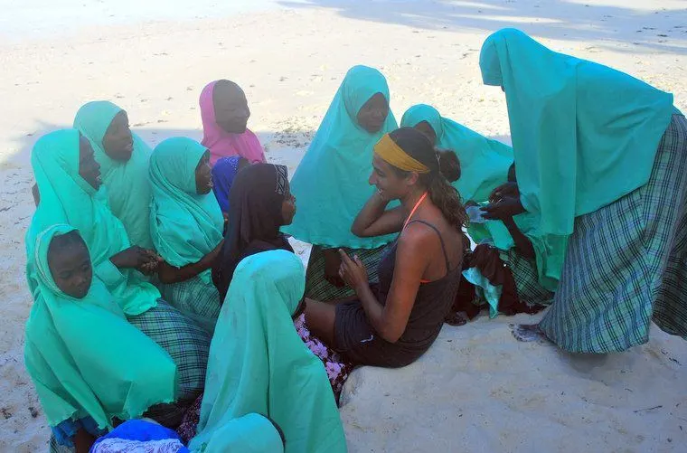 Singing the ABC&rsquo;s and counting during a visit to Andrea's father&rsquo;s hometown in Zanzibar, Tanzania.