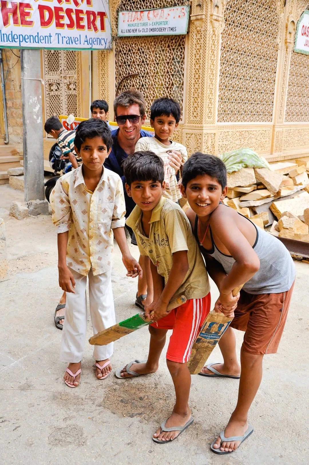 The &ldquo;Cricket Kids&rdquo; chanted Ol&eacute; Ol&eacute; Ol&eacute; for Ernie until he went to bat in a back ally in Jaisalmer. He crushed their only cricket ball over the roof at the end of the ally. They went nuts cheering for a few seconds, then ran to him to get money for a new ball.