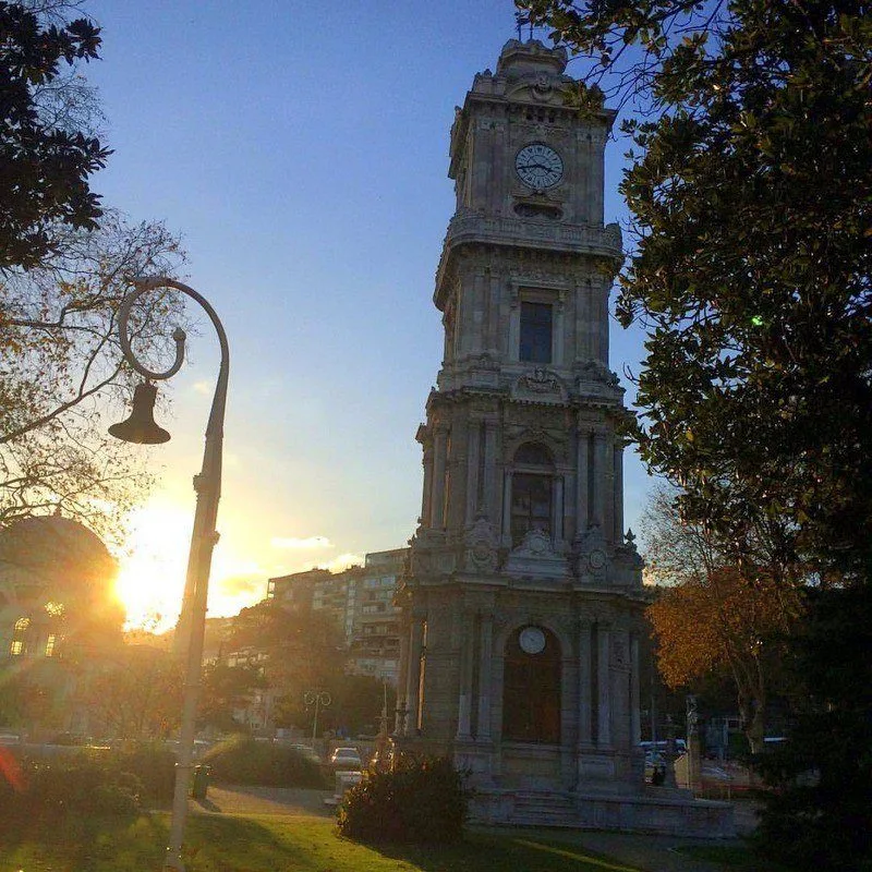 The clock tower at Dolmabah&ccedil;e Palace, Istanbul.