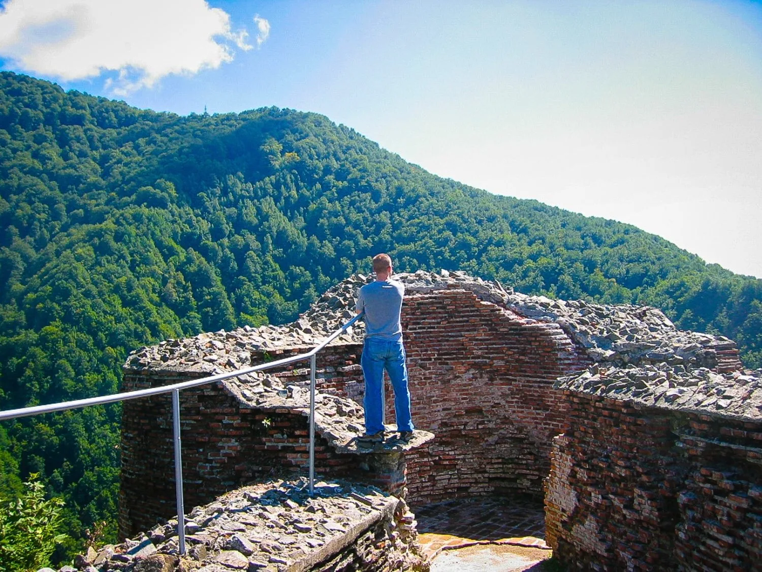 Poienari Citade: Dracula's Castle), Romania, with Leif at the edge.