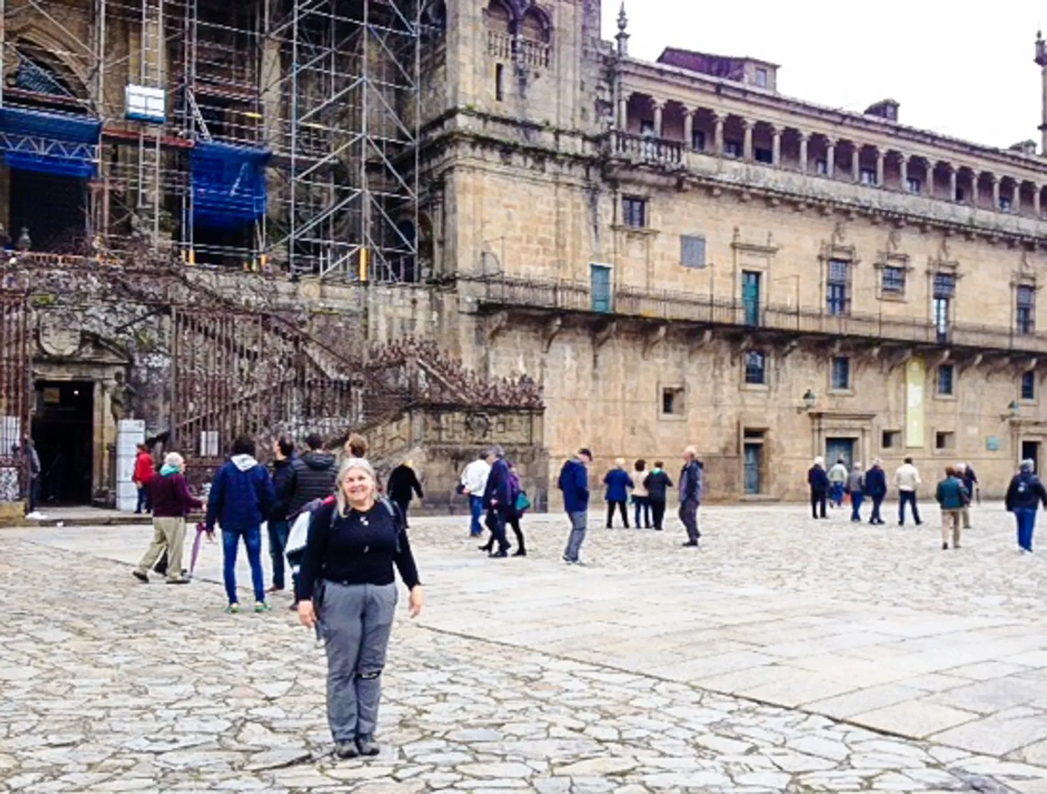 Finishing the 450 miles of the Camino, in Santiago de Compostela, Spain, May 2016.