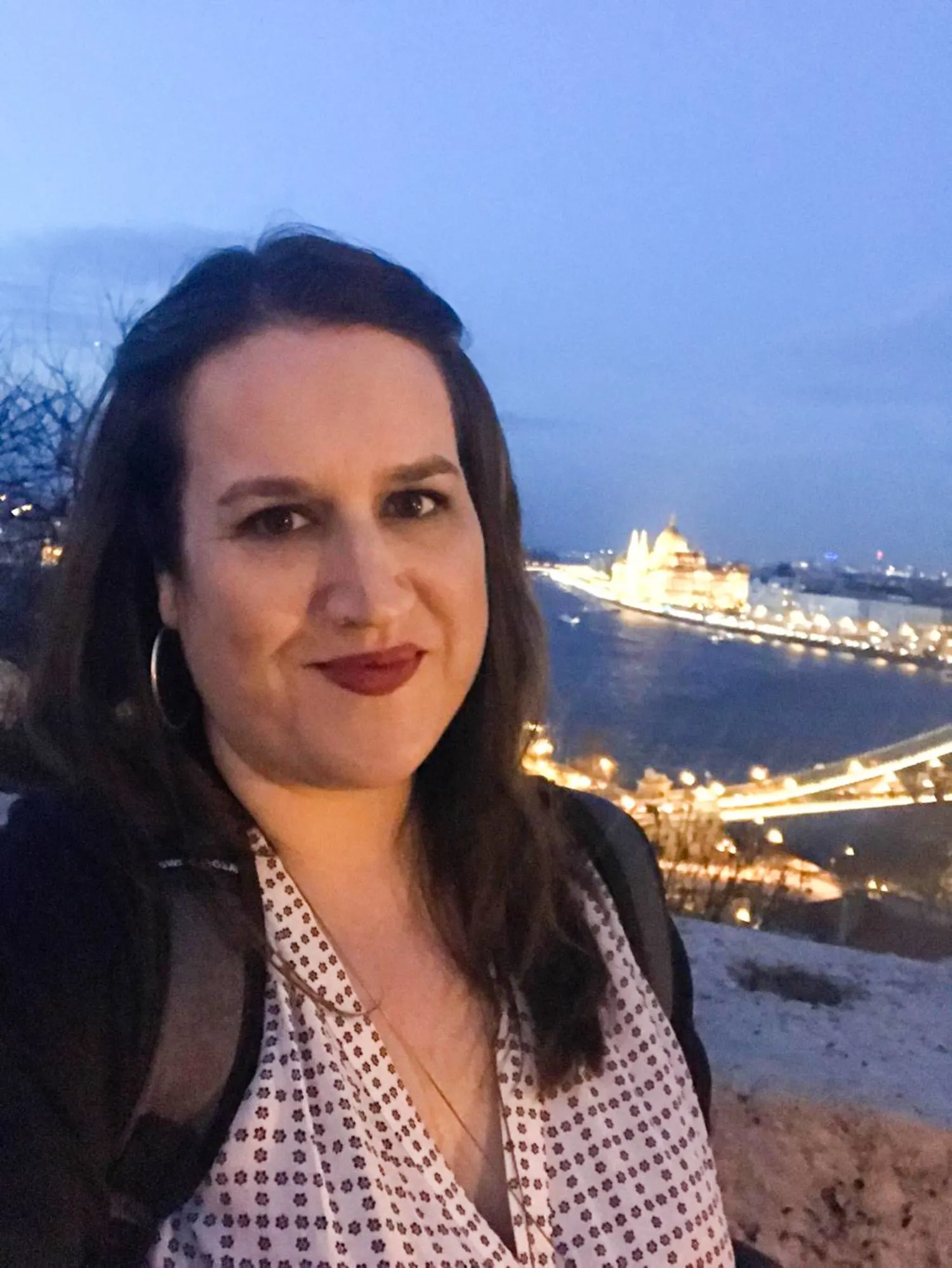 Selfie in Budapest from the Buda Castle Quarter, part of Budapest&rsquo;s protected designation as a UNESCO World Heritage Site.