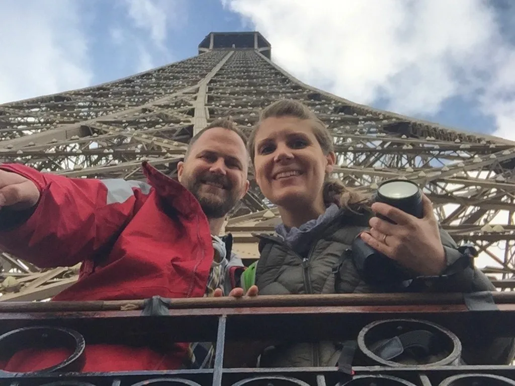 At the Eiffel Tower of Paris.