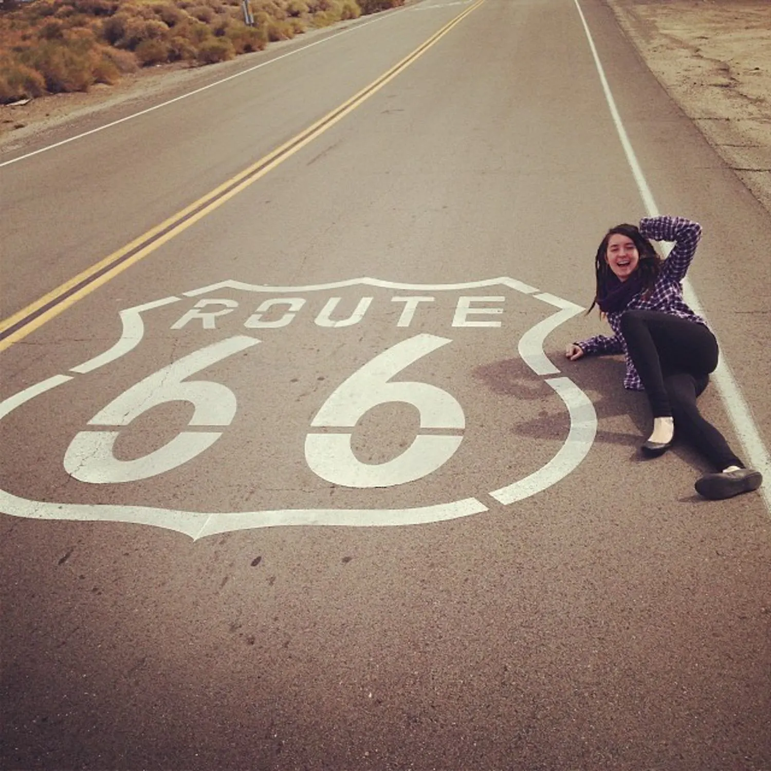 Posing on Route 66, USA.