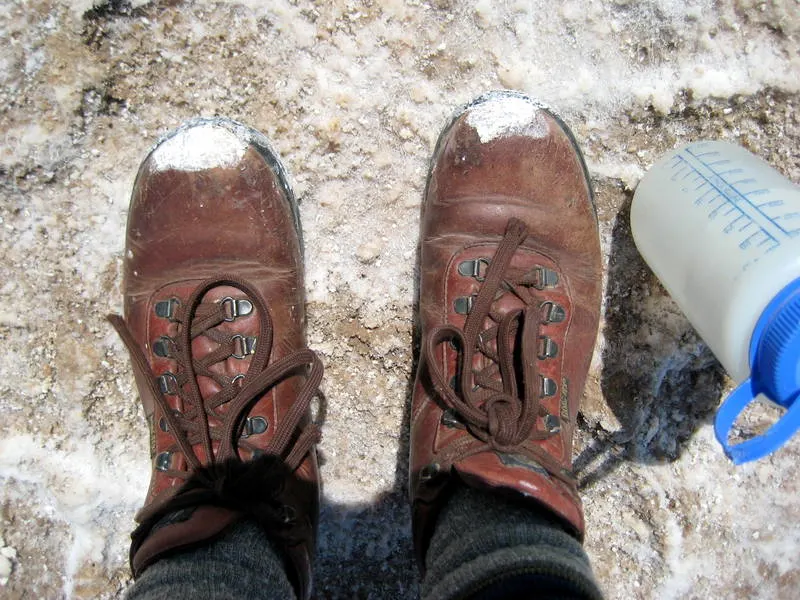 Salty boots during a trip!