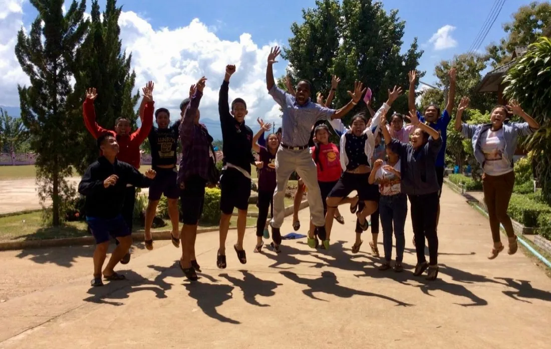 Teaching English Abroad in Asia as an African-American Man: Jumping for joy in Bangkok, Thailand