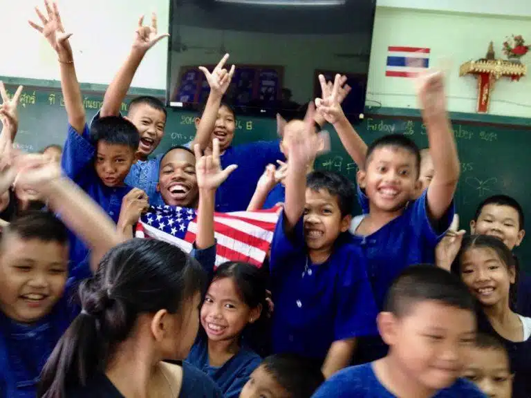 So much excitement in this classroom photo.