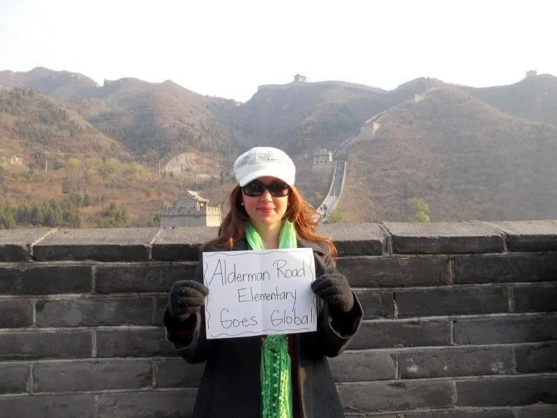 On the Great Wall of China with the College Chinese Bridge Delegation.
