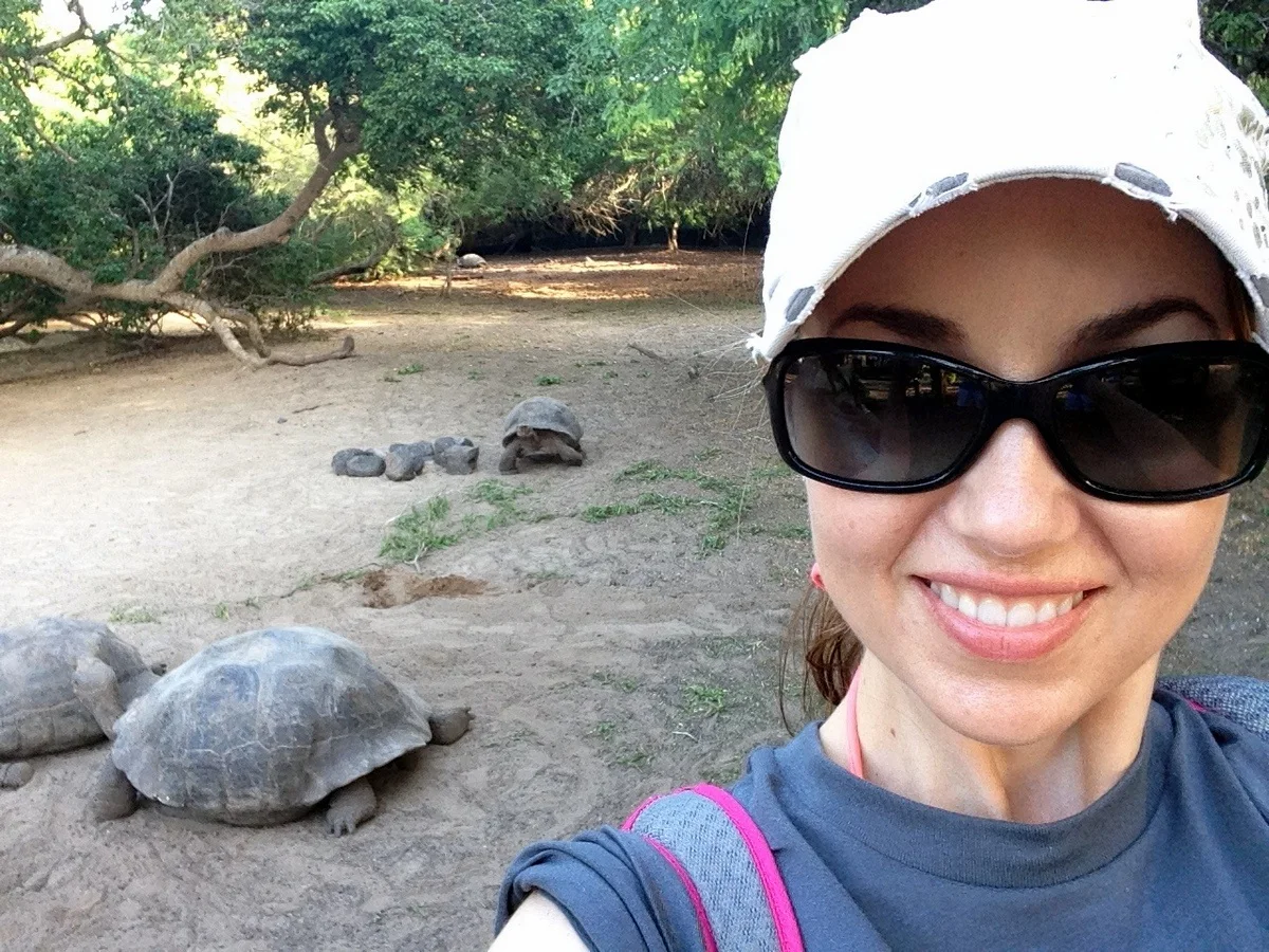 Ecuador, Galapagos, with turtles behind.