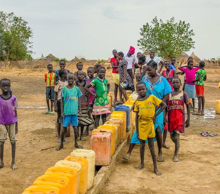 Waiting to fill water jugs in South Sudan.