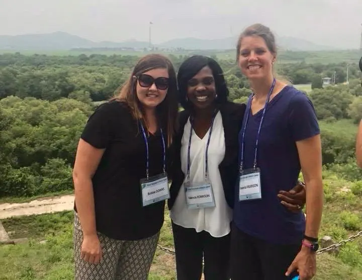 Visiting the DMZ, with North Korea in the background.