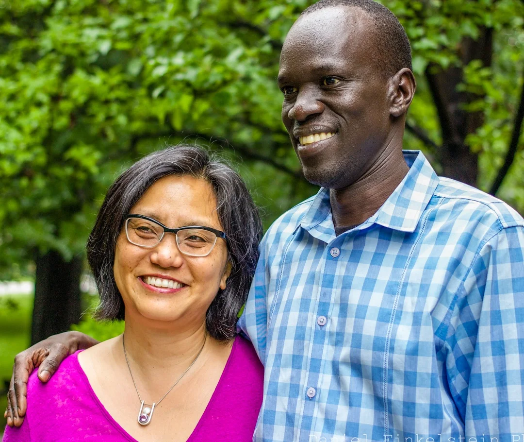 Linda Sue Park, author of "A Long Walk to Water", and Salva Dut.