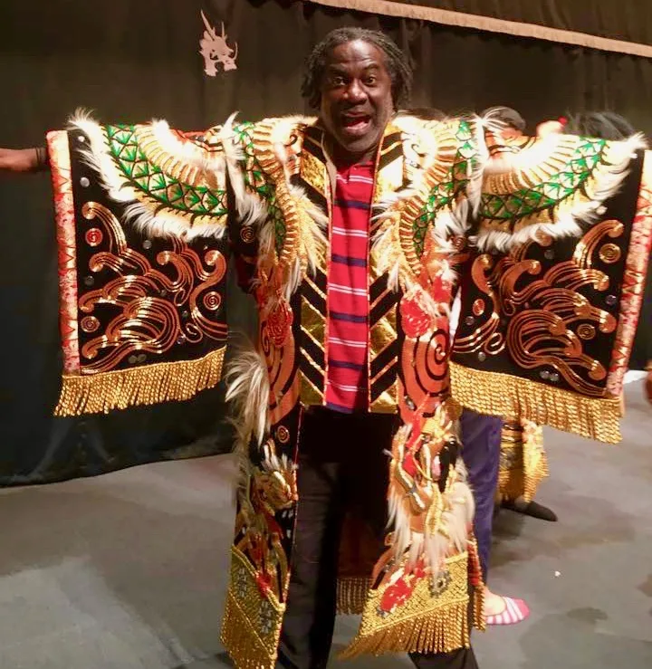 Amazing teacher travel grant program to Japan: The Oleander Initiative is a funded educational tour to Nagasaki and Hiroshima to study history. #travel #history #Japan #teaching #education #teachertravel #globaled #globaleducation Pictured: Dunn in a Kagura performance costume.