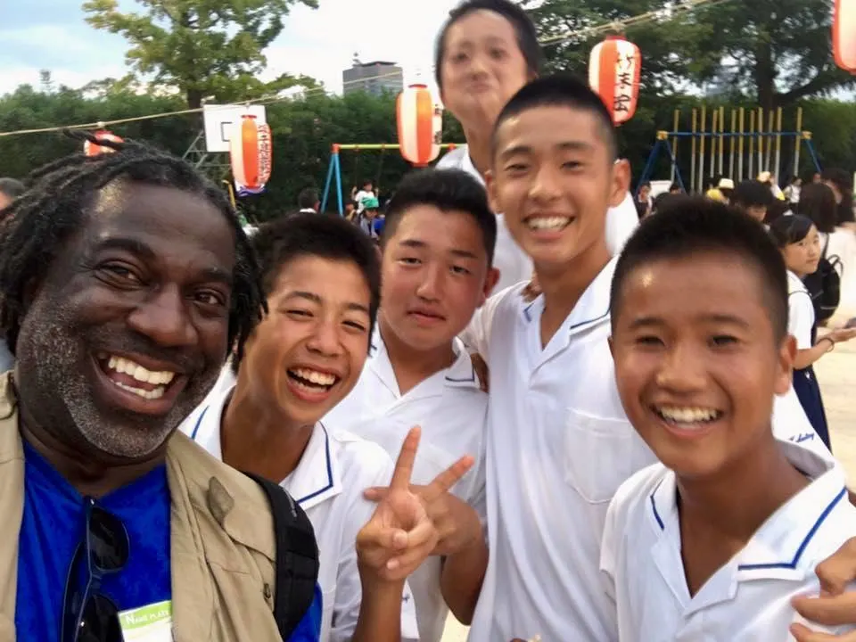 Teacher Dunn Woods in Japan with the Oleander Initiative.