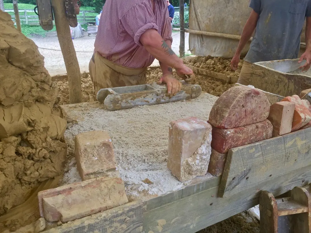 A brickmaking activity during professional development.