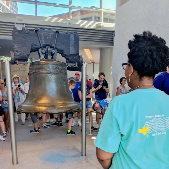 Tara Thomas at the Liberty Bell at the Freedoms Foundation Seminar.