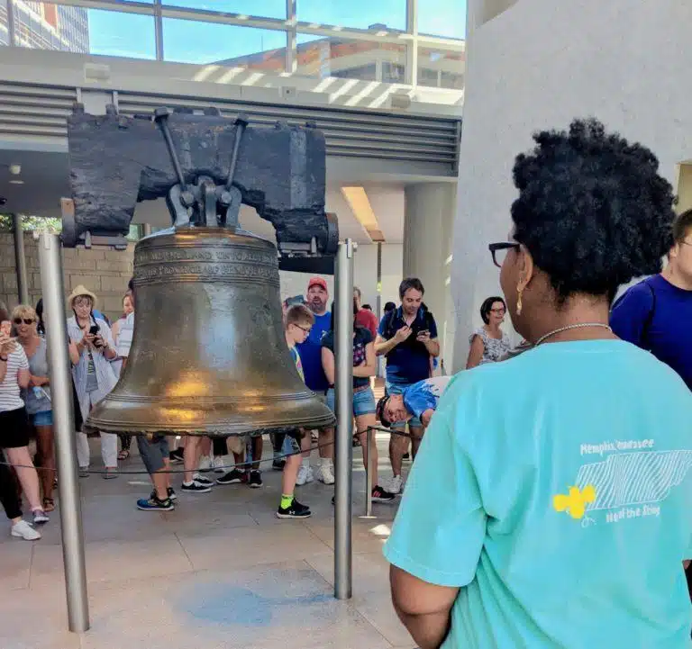 Tara Thomas at the Liberty Bell at the Freedoms Foundation Seminar.
