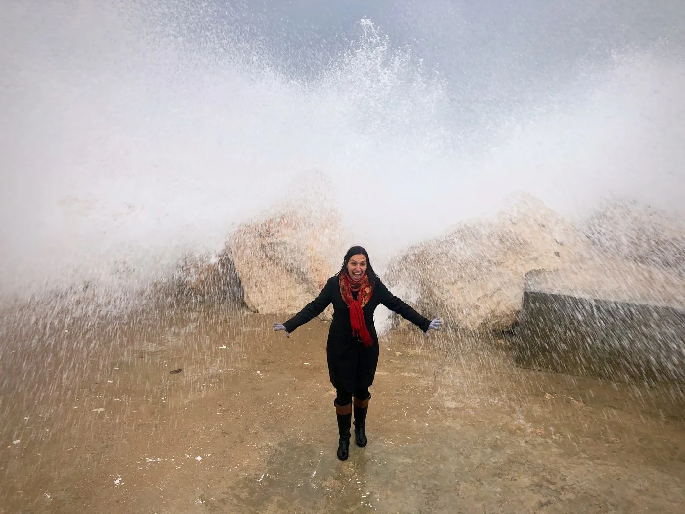 With crashing waves in Halat, Lebanon.