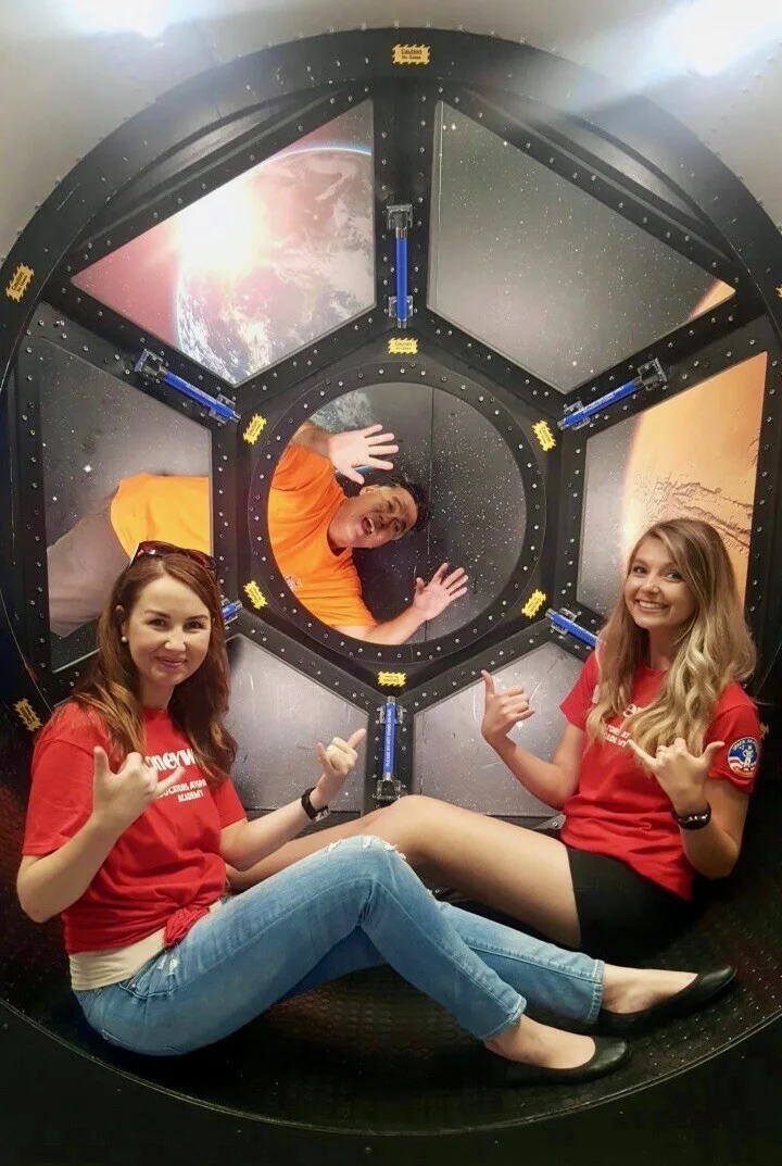 Posing at teacher Space Camp.