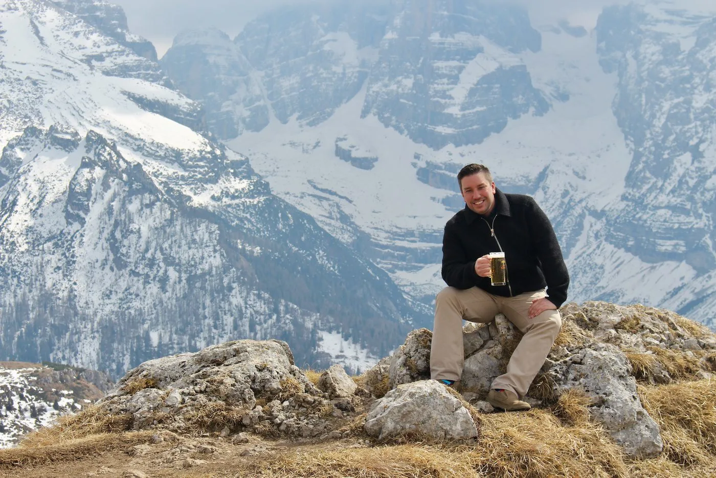 Relaxing in the Dolomites in the Italian Alps.