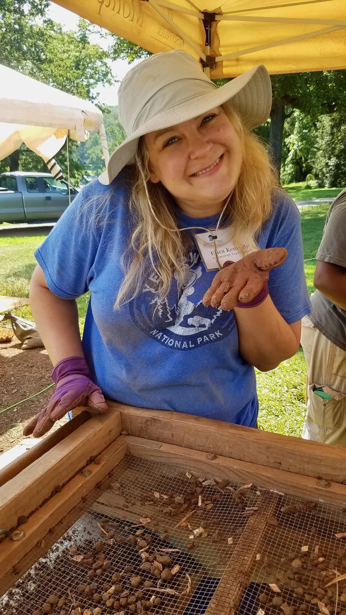 During sifting I found a nail made in the blacksmith shop!