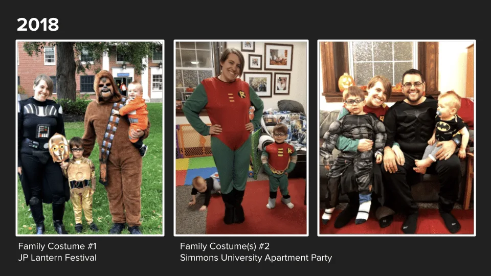 Star Wars and other family costumes.