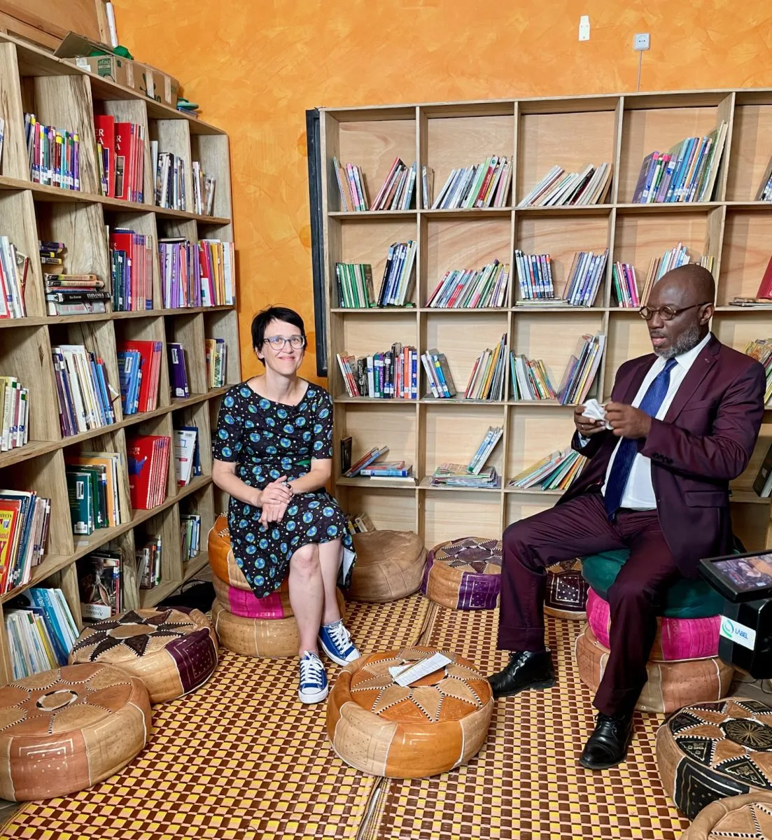 Being interviewed on the Pan African News Station, Label Television.