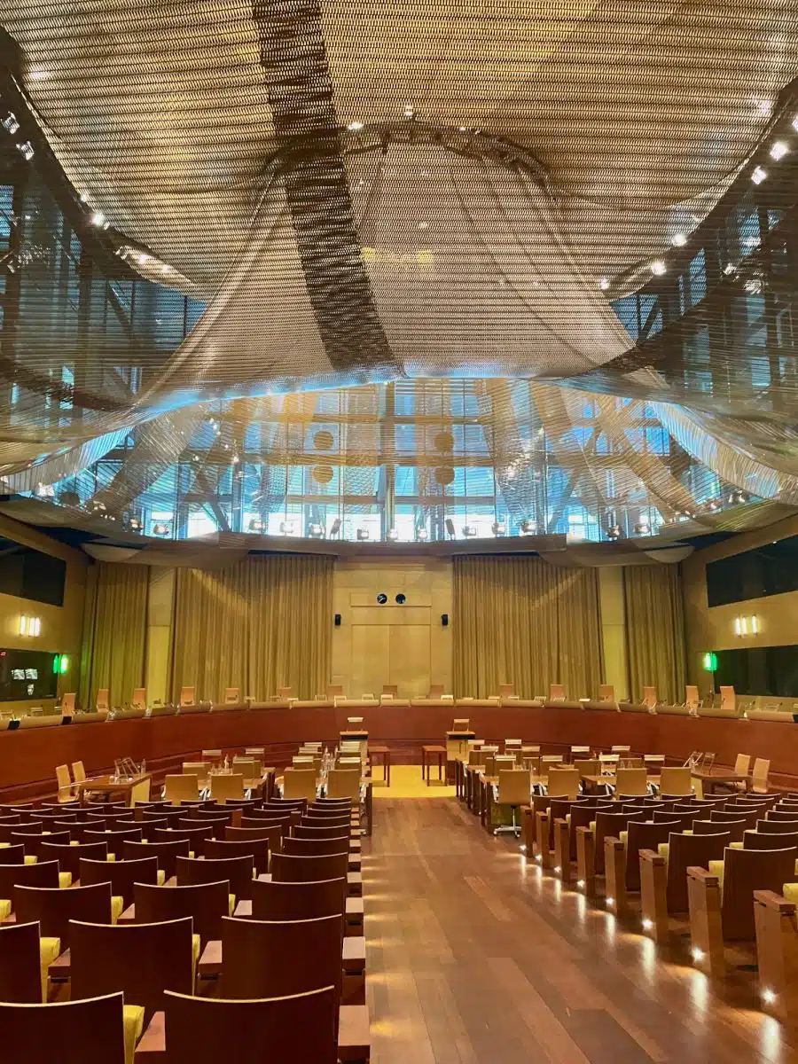 The Court of Justice in Luxembourg. Amazing steel and gold architecture.