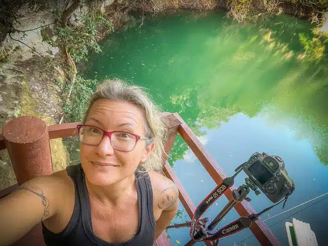 Isabella at a cenote.
