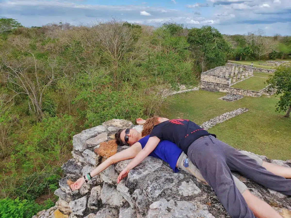 Cassie. Family time at a Maya archaeological site