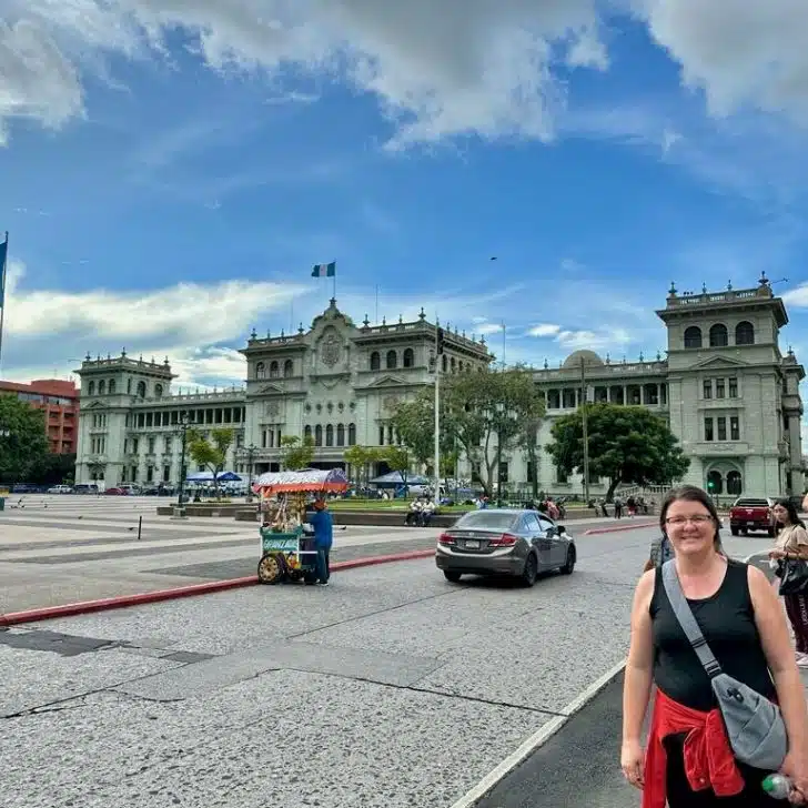 Standing in front of the National Palace.