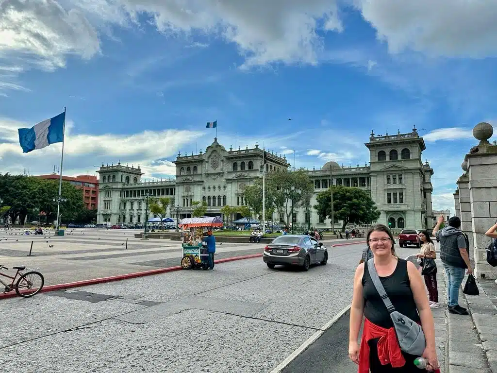 Standing in front of the National Palace.