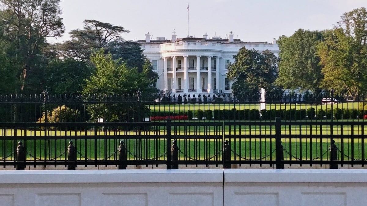 Front view of the White House.