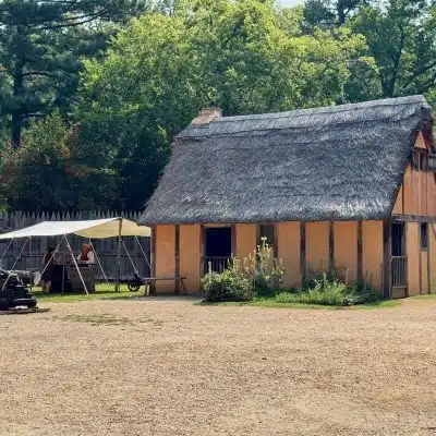 Inside the fort at Jamestown Settlement.