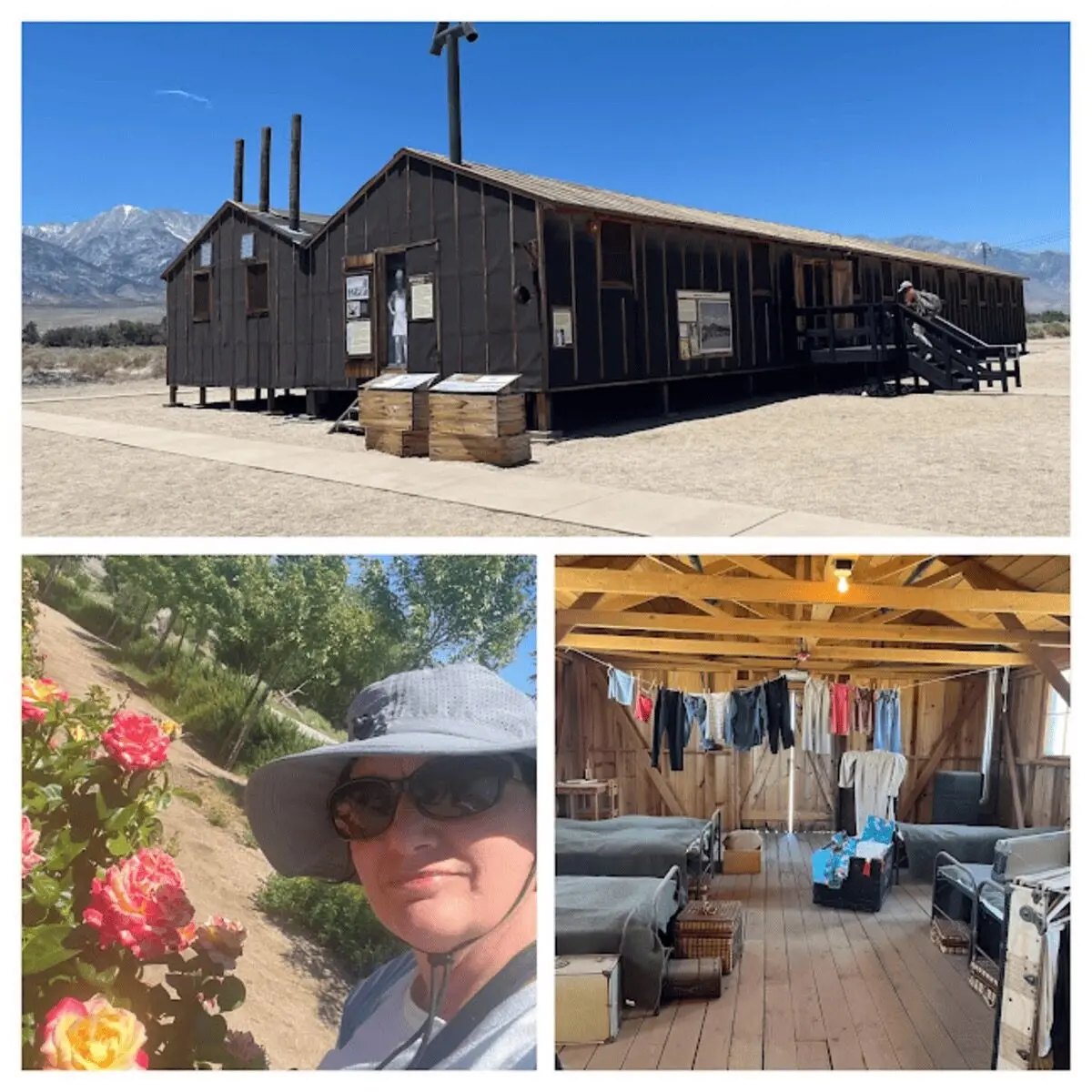 Manzanar National Historic Site: Barracks, living quarters, and the rose garden and orchard.